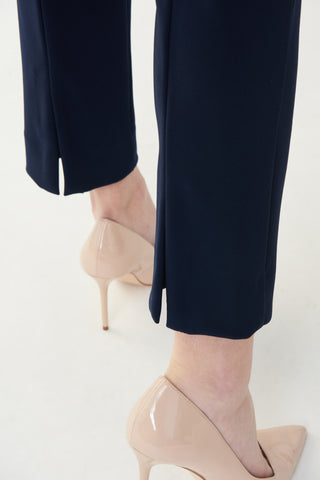 Slim Ankle-length Trousers With Elastic Waistband Style