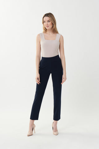 Slim Ankle-length Trousers With Elastic Waistband Style