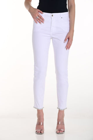 White embellished jeans