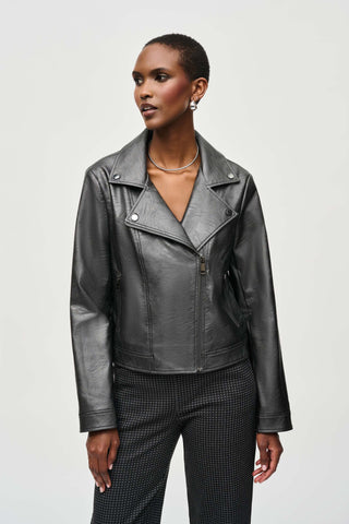 Metallic Faux Leather Biker Jacket