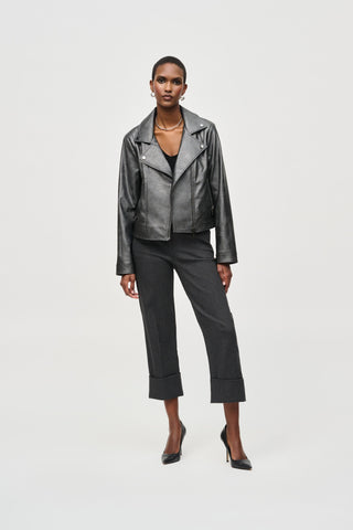 Metallic Faux Leather Biker Jacket