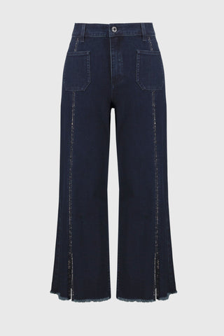 Culotte Jeans With Embellished Front Seam