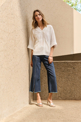 Culotte Jeans With Embellished Front Seam