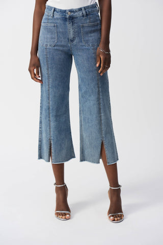 Culotte Jeans With Embellished Front Seam