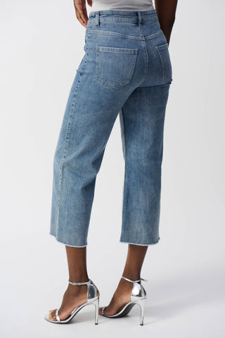 Culotte Jeans With Embellished Front Seam