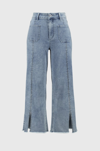 Culotte Jeans With Embellished Front Seam