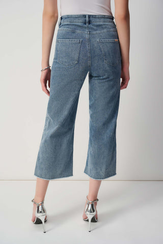 Culotte Jeans With Embellished Front Seam