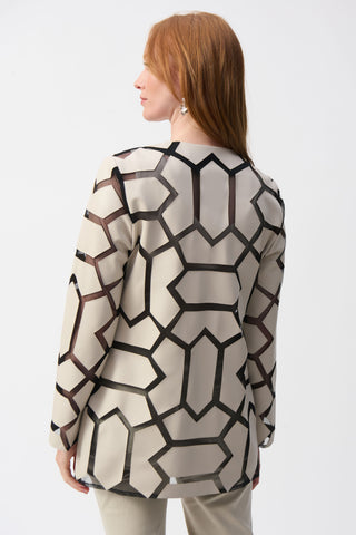 Laser-Cut Leatherette on Mesh Jacket