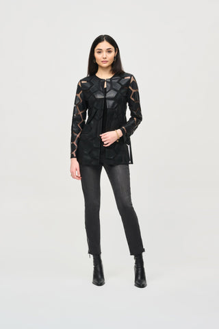 Laser-Cut Leatherette on Mesh Jacket