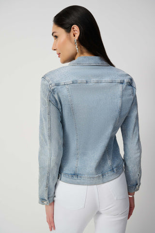 Fitted Denim Jacket With Allover Rhinestones