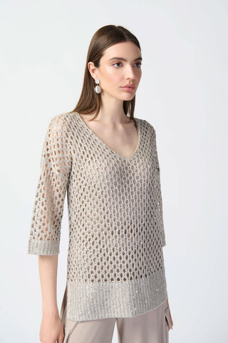 Open Stitch Sweater with Sequins