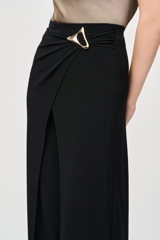 Silky Knit Wide-Leg Wrap Pants