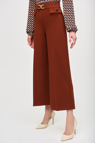 Scuba Crepe Wide-Leg Pull-On Cropped Pants