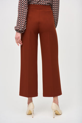 Scuba Crepe Wide-Leg Pull-On Cropped Pants