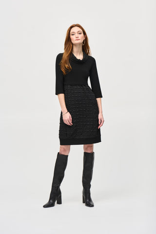 Jacquard And Silky Knit Cocoon Dress