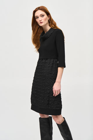 Jacquard And Silky Knit Cocoon Dress