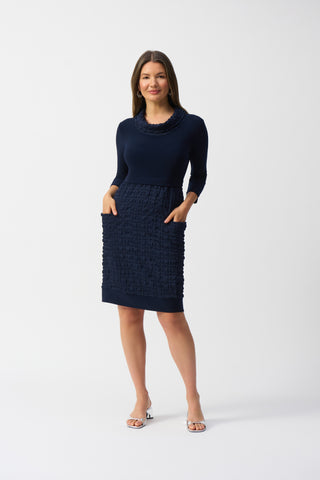 Jacquard And Silky Knit Cocoon Dress