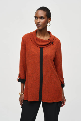 Textured Knit Cowl Collar Tunic