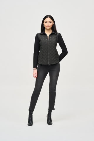 Heavy Knit Jacket With Quilted Front