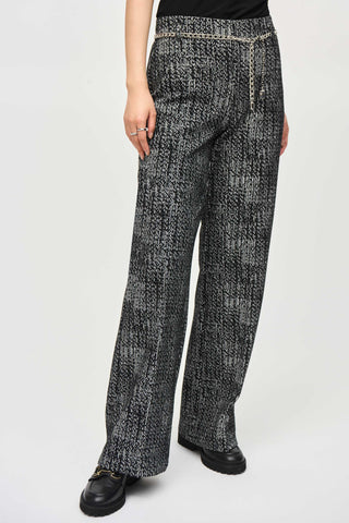 Tweed Knit Wide-Leg Pull-On Pants