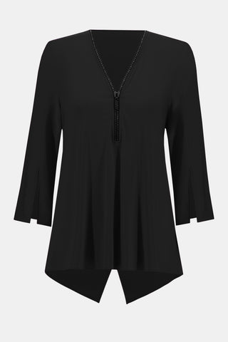 Silky Knit Fit and Flare Tunic with rhinestone zipper