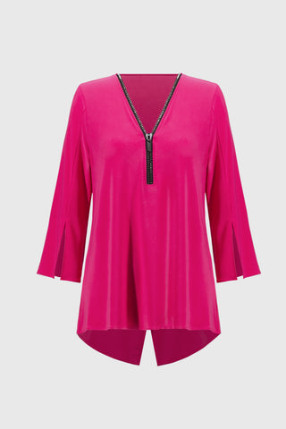 Silky Knit Fit and Flare Tunic with rhinestone zipper