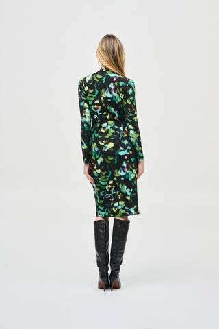 Silky Knit Abstract Print Wrap Dress