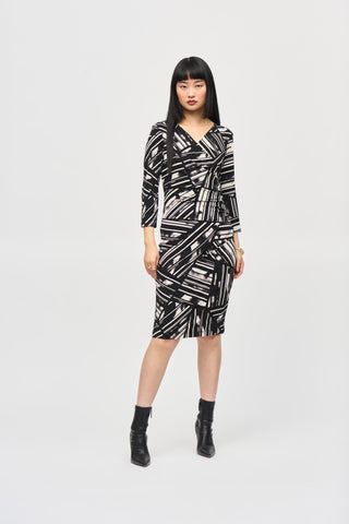 Silky Knit Abstract Print Wrap Dress