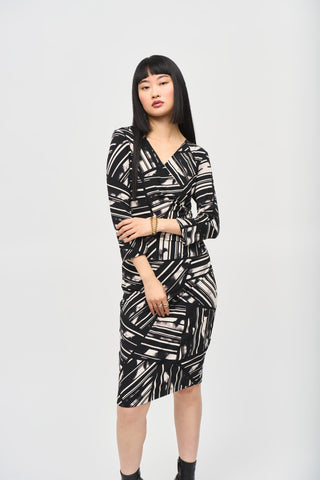 Silky Knit Abstract Print Wrap Dress