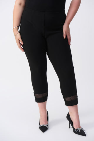 Silky Knit And Rhinestone Mesh Pants