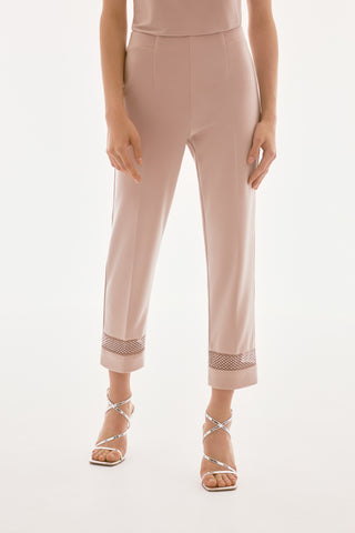 Silky Knit And Rhinestone Mesh Pants