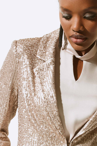 Sequined Straight Blazer