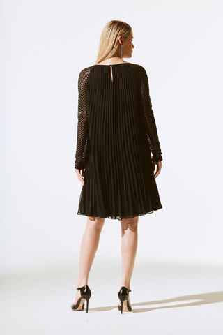 Pleated Chiffon Dress With Sequins