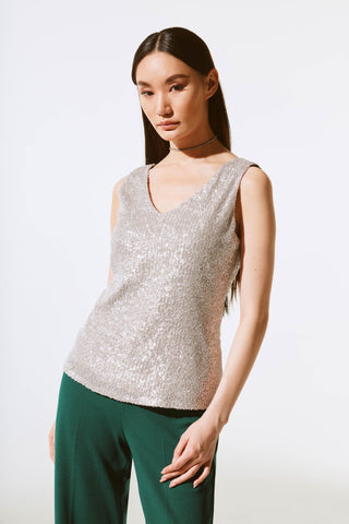 Sequined Sleeveless Fitted Top