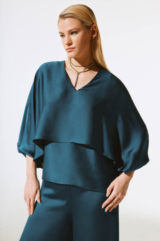 Satin V-Neck Layered Top