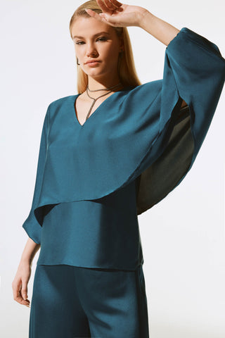 Satin V-Neck Layered Top