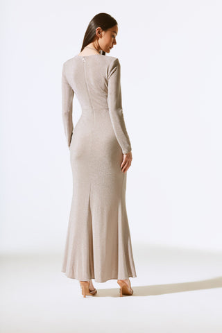 Sparkle Knit Long Sleeve Wrap Gown