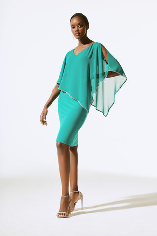 Chiffon And Silky Knit Poncho Dress