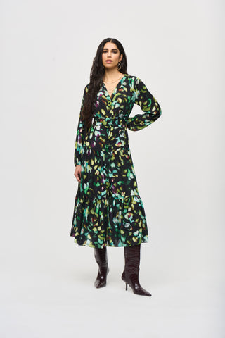 Abstract Print Georgette Maxi Dress