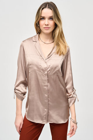 Satin Button-Down Blouse