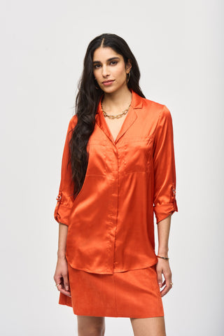 Satin Button-Down Blouse