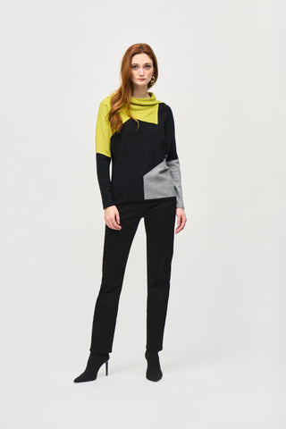 Color-Block Jacquard Sweater Top