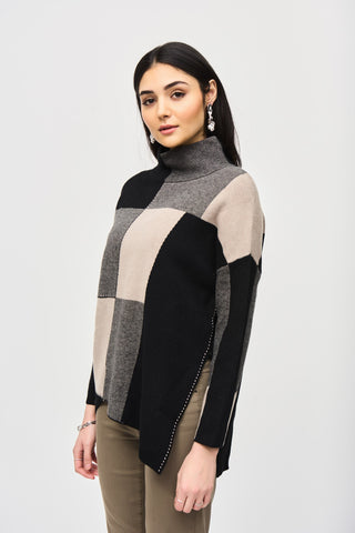 Color-Block Jacquard Knit Pullover