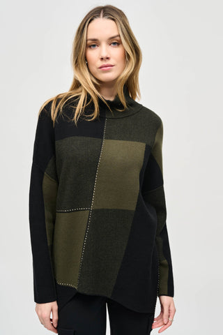 Color-Block Jacquard Knit Pullover