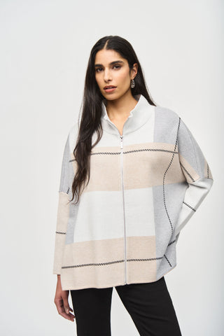 Color-Block Jacquard Knit Cover-Up