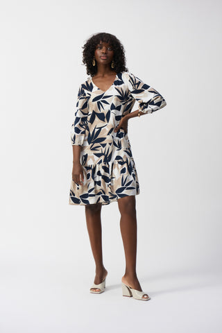 Gauze Tropical Print Trapeze Dress