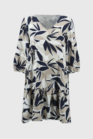 Gauze Tropical Print Trapeze Dress