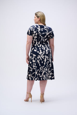 Silky Knit Abstract Printed Wrap Dress