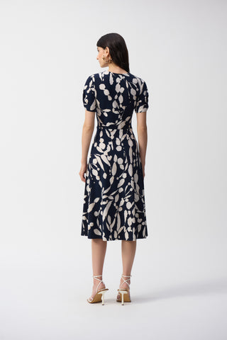 Silky Knit Abstract Printed Wrap Dress