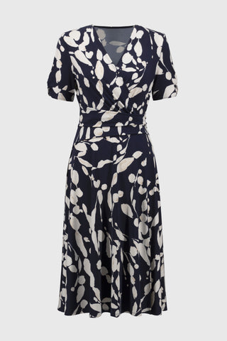 Silky Knit Abstract Printed Wrap Dress